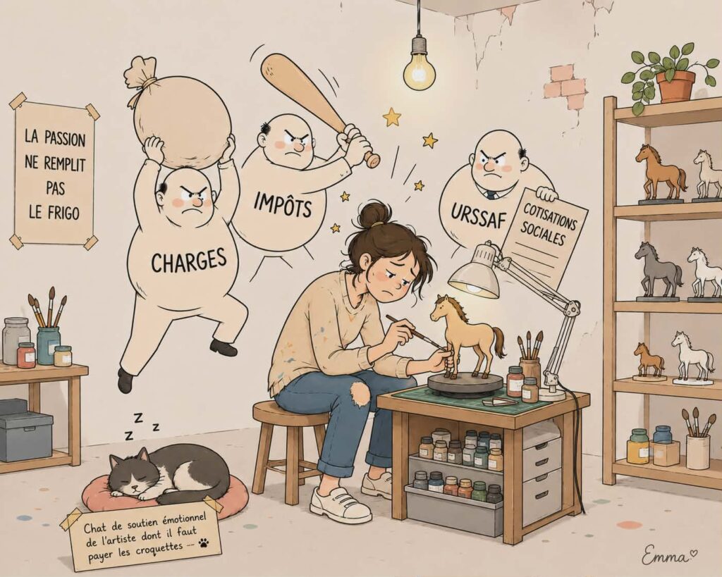Charges de l'artiste de modélisme équin